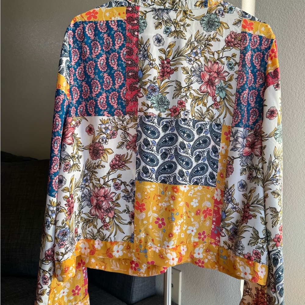 Patchwork Multicolor Floral Blouse - image 6